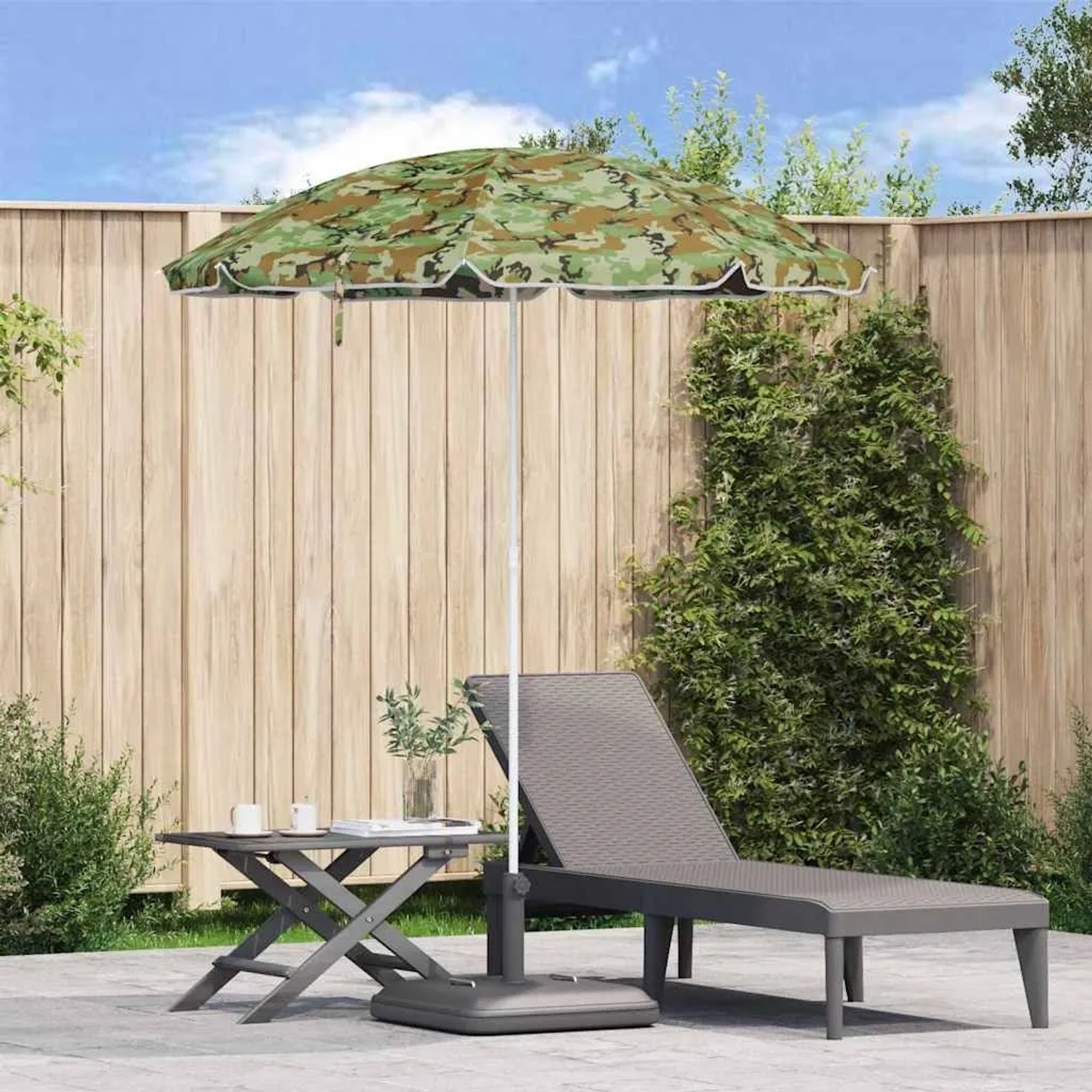 vidaXL Sonnenschirm mit Tarnmuster, 161x161x193cm, ideal für Garten & Terrasse.