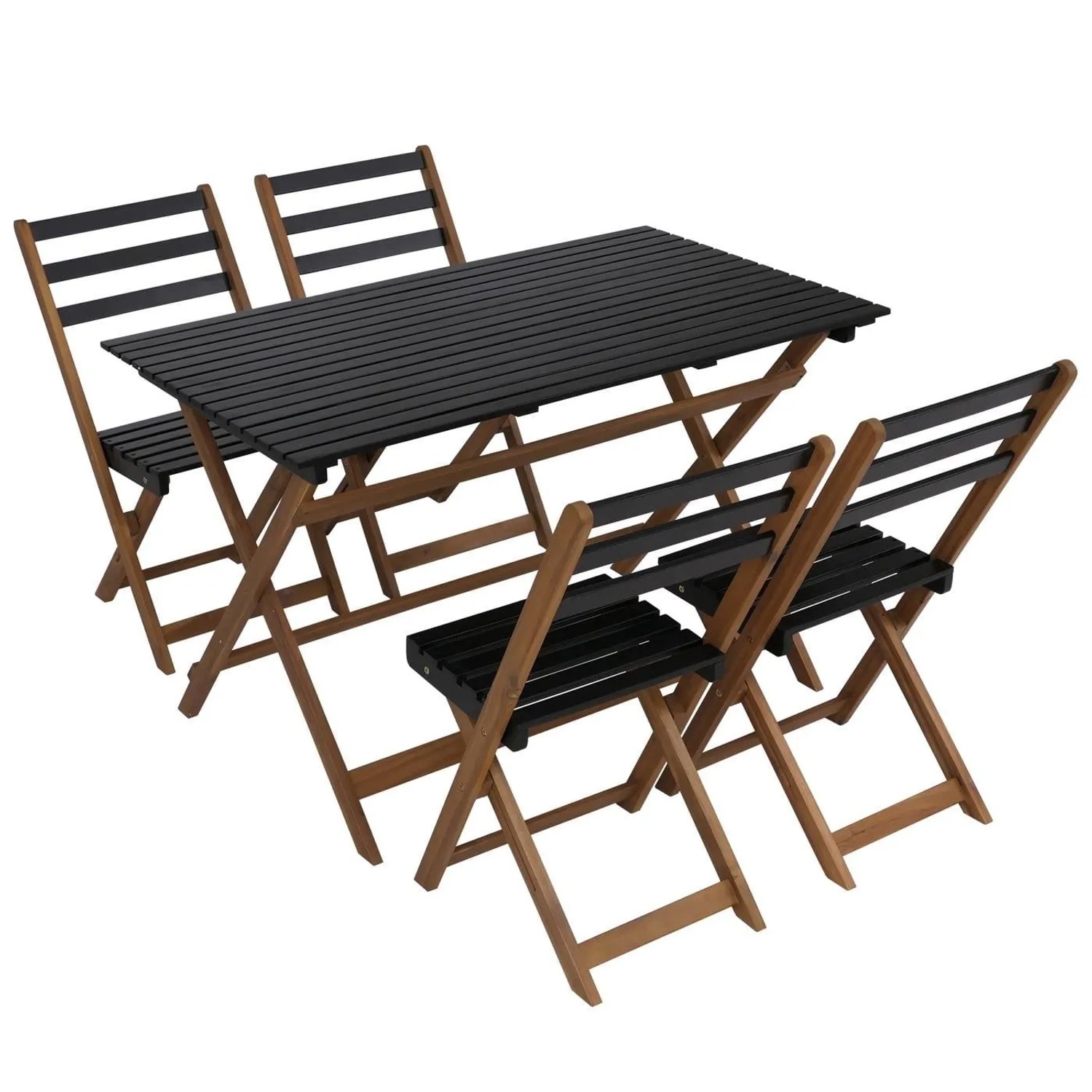 MCW Sitzgruppe P72 Akazie Holz Klappbar Natur-schwarz