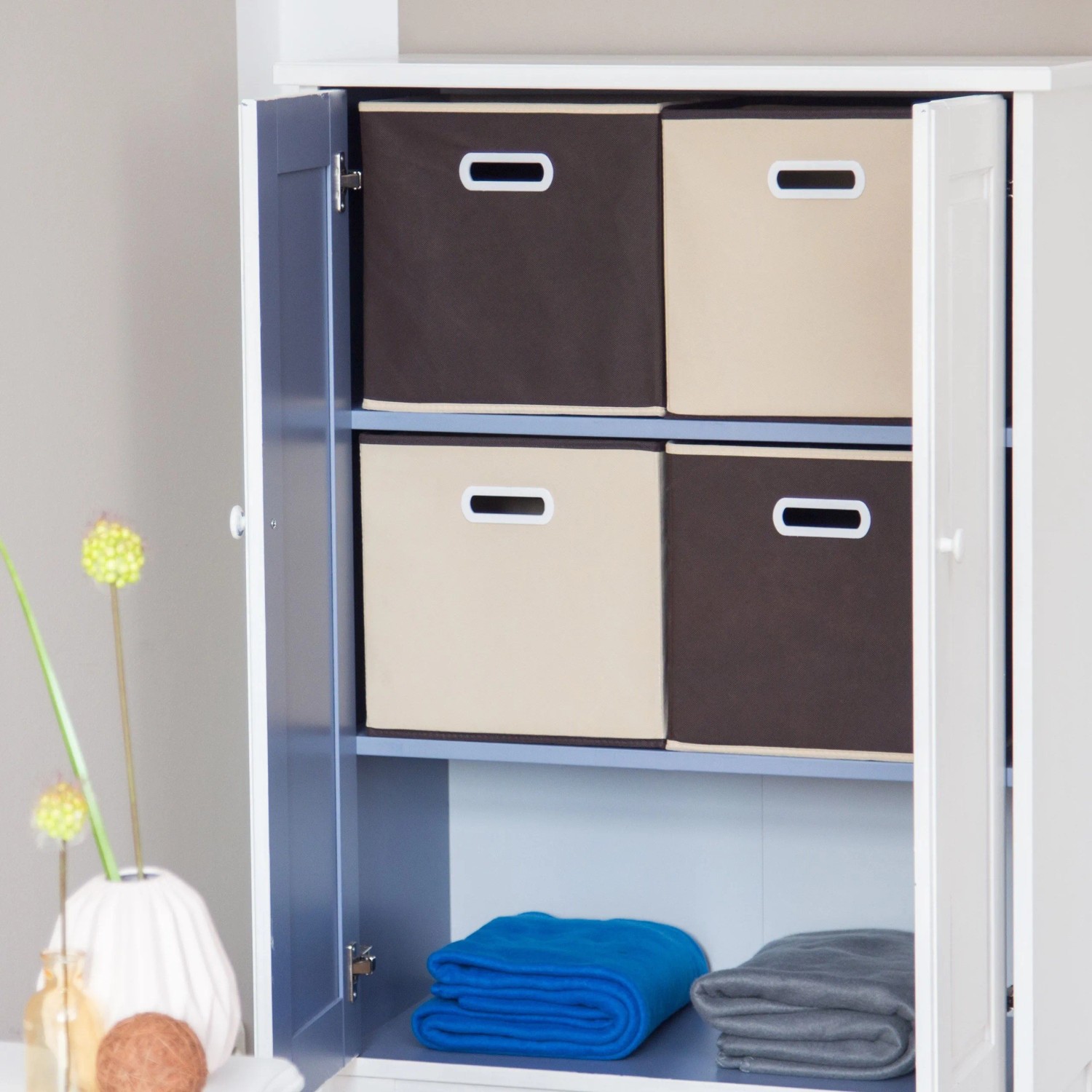 Relaxdays Faltbox 2er Set Vlies Braun Faltbar 30 cm x 30 cm x 30 cm_2