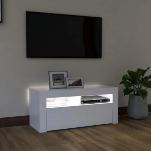vidaXL TV-Schrank mit LED-Leuchten Weiß 90x35x40 cm 804319