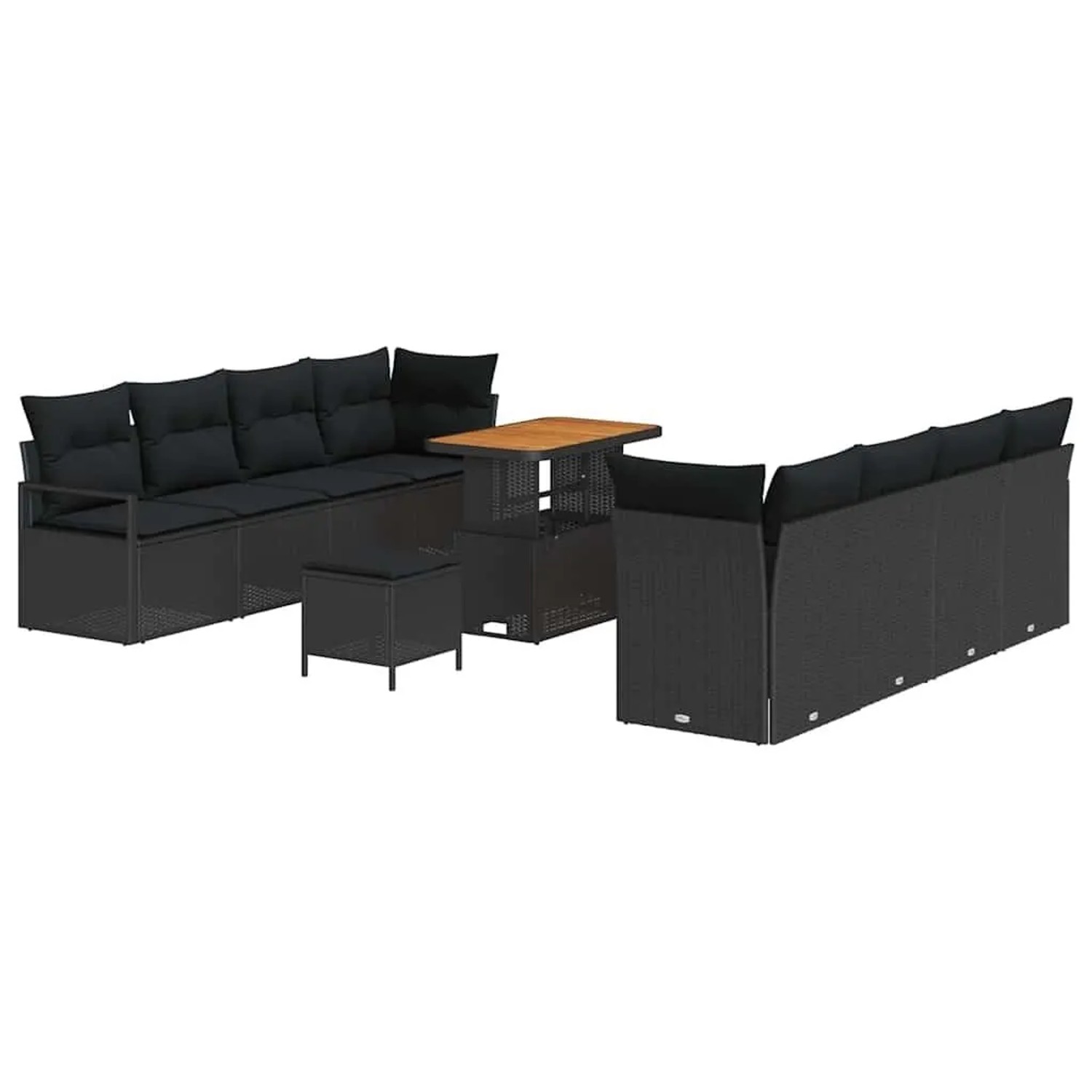vidaXL Garten-Sofa-Set mit Kissen mit Speicher Schwarz 90 x 55 x 71 cm 3364449
