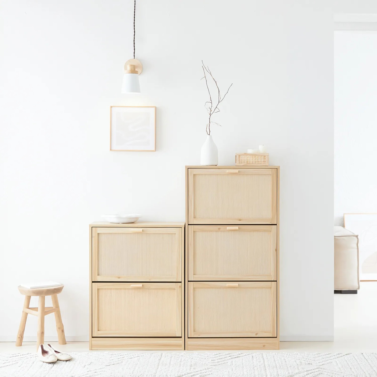 SoBuy Schuhkipper Mit 3 Klappen  Schmal, Bambus/MDF  B-Ware Mit Leichten  Mngeln  FSR159-N