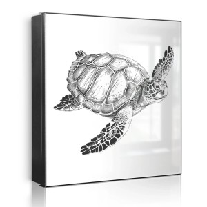Banjado Großer Schlüsselkasten Metall 30x30cm Schwarz Scharnier Links 50 Haken Beschreibbar Magnetisch Motiv Schildkröte 2