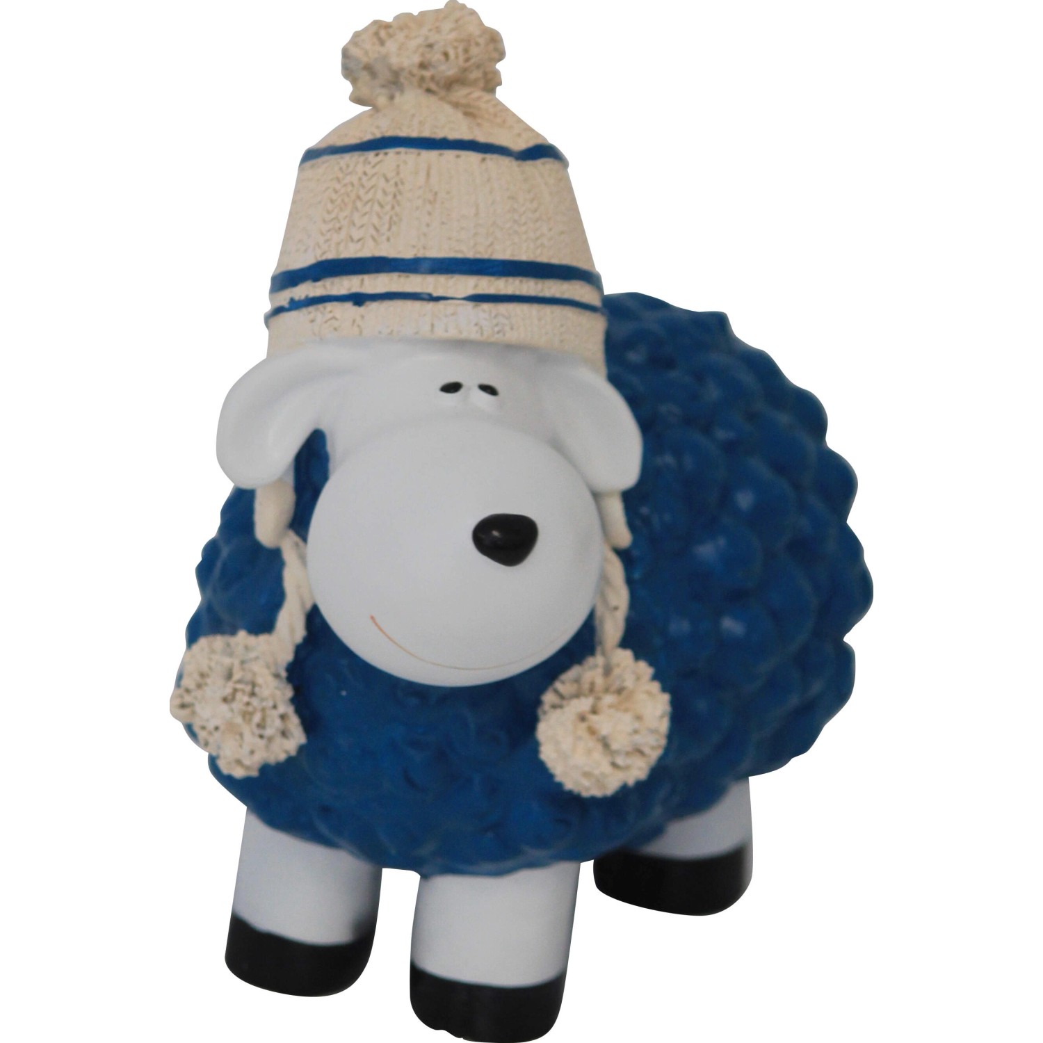 Gartenfigur Schaf mit Bommelmütze 19,5 cm Blau günstig online kaufen