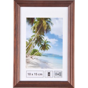 Holzbilderrahmen Mahagoni, gerillt, 10x15 cm, für Fotos und Bilder, zum Aufstellen.