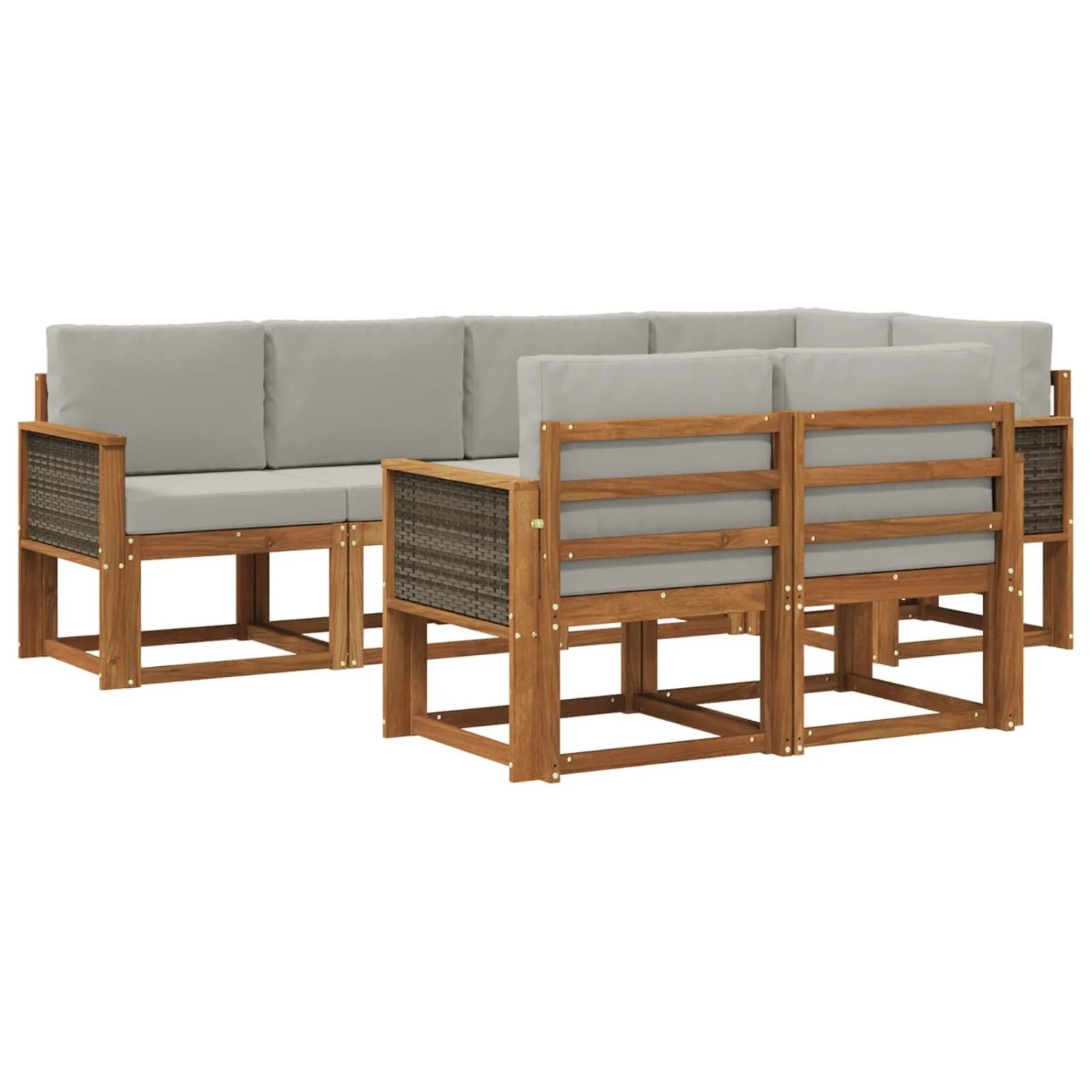vidaXL Outdoor-Sofagarnitur 7 Stk Natur und Hellgrau Polyester 3385287