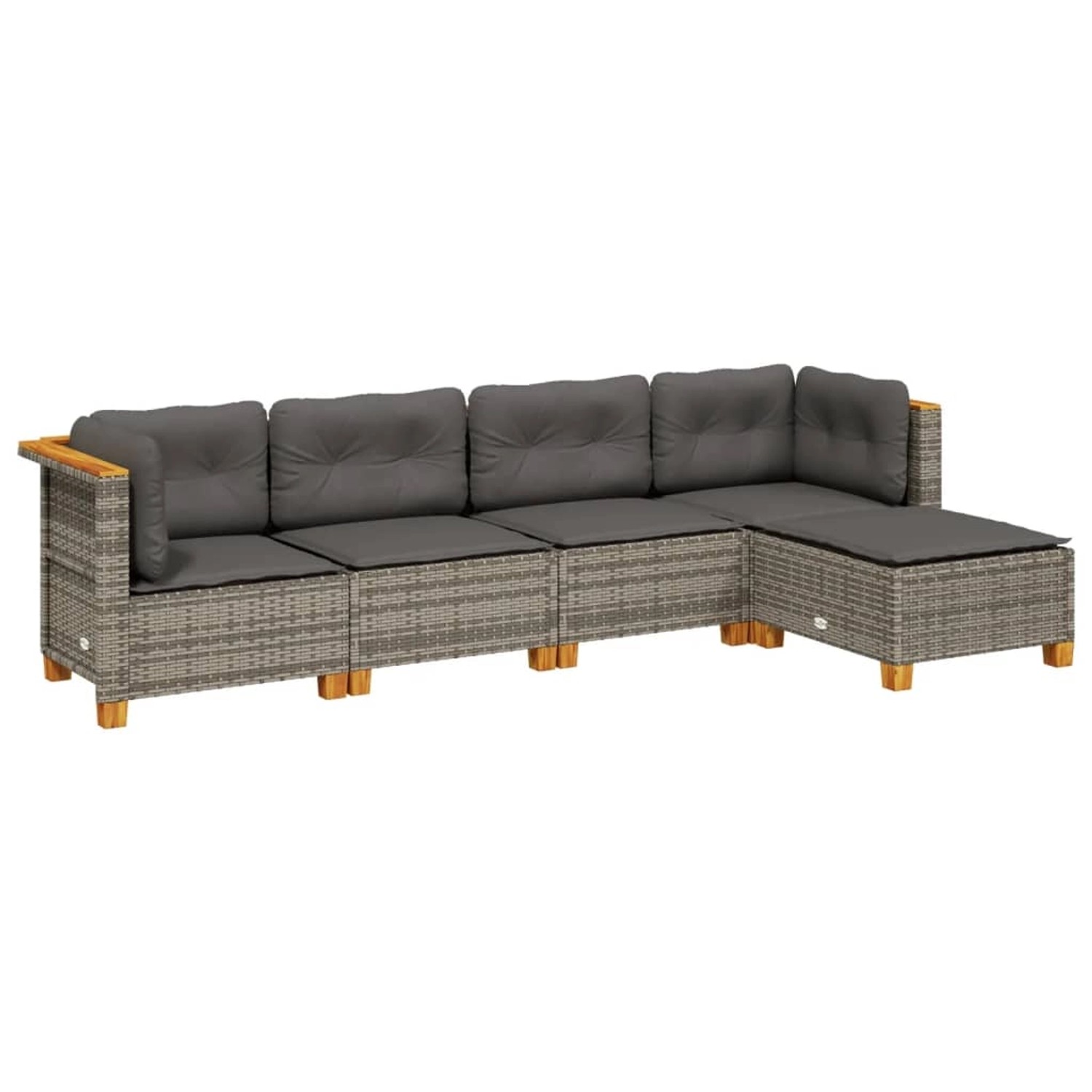 vidaXL 5-Tlg Garten-Sofagarnitur mit Kissen Grau Poly Rattan 3261786 günstig online kaufen