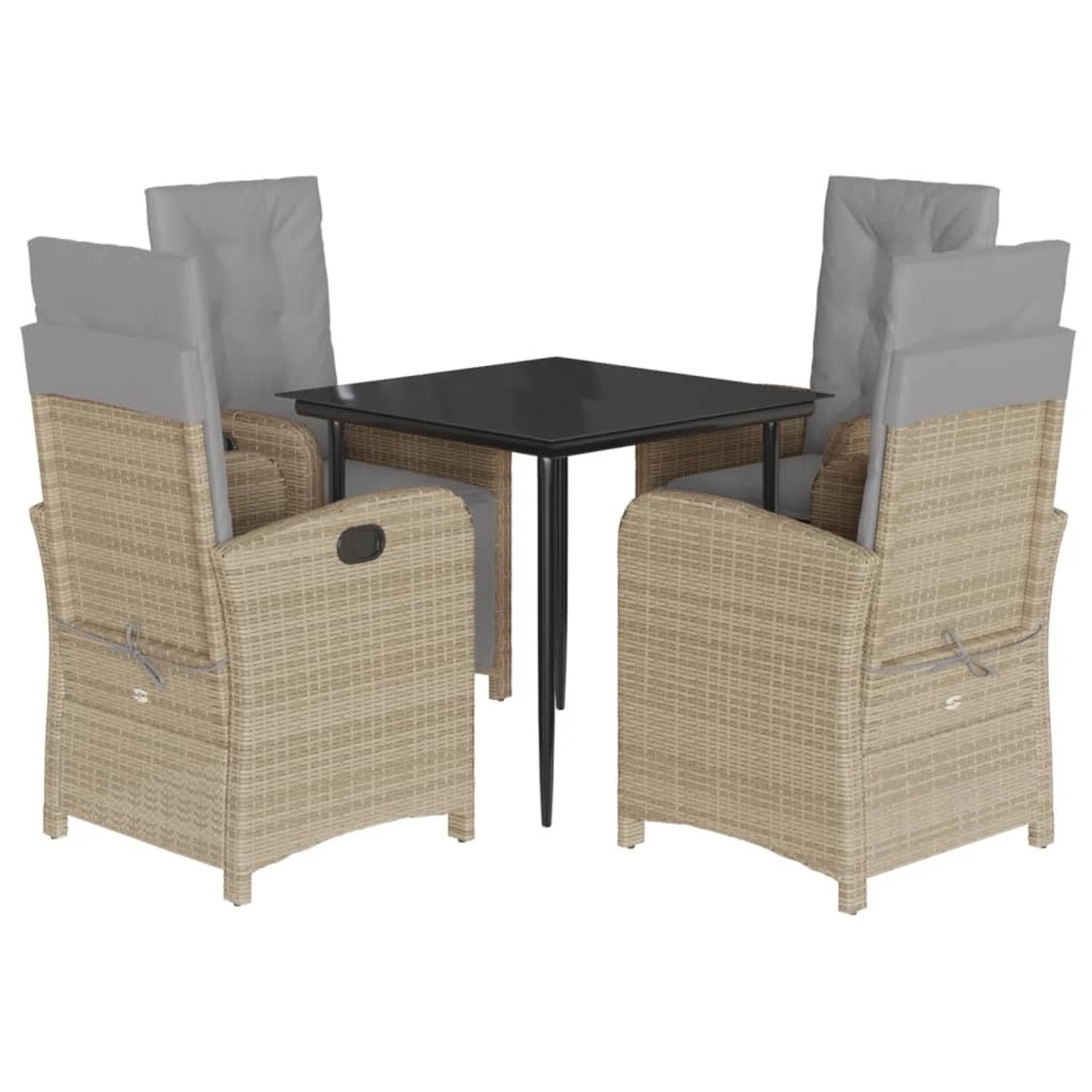 vidaXL 5-Tlg Garten-Essgruppe mit Kissen Beigemischung Poly Rattan 3212392 günstig online kaufen