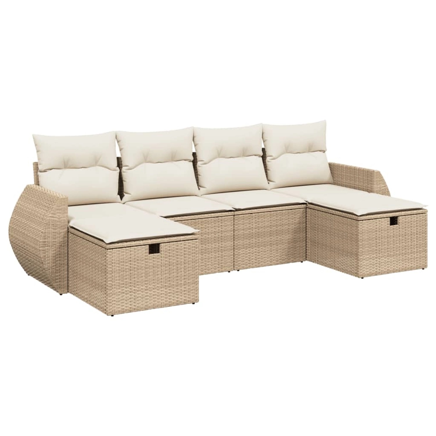vidaXL 6-Tlg Garten-Sofagarnitur mit Kissen Beige Poly Rattan 3264164 günstig online kaufen