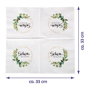 Bestlivings Servietten mit Aufdruck "Schön, dass Du da bist", 3-lagig, 33x33cm, 20er Pack.