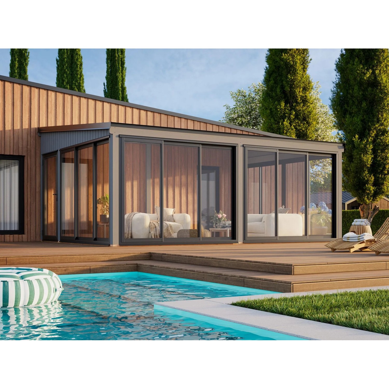 Palmako Holz-Gartenhaus Lumi Slide Pultdach Lackiert 582 cm x 420 cm 23,3 m²