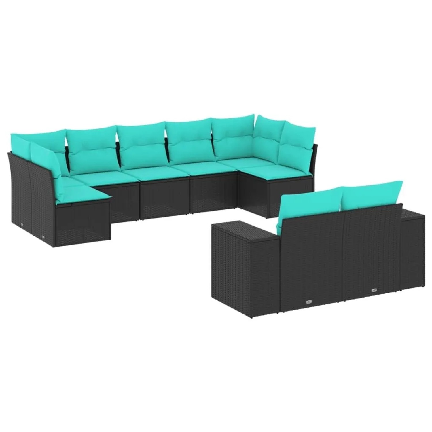 vidaXL 9-Tlg Gartensofa-Set mit Kissen Schwarz Polyrattan 3223016 günstig online kaufen