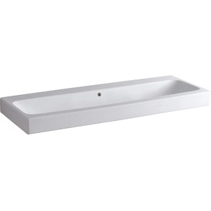 Weißes Geberit iCon Einbauwaschbecken, 120 cm breit, ohne Hahnloch, mit KeraTect Beschichtung.