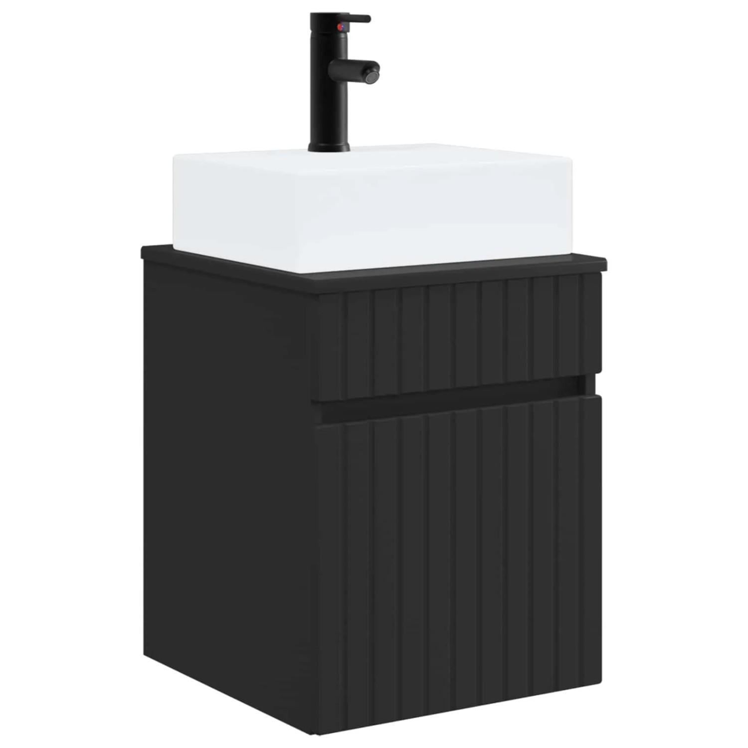 vidaXL Wandmontierter Waschbecken Vanity Schwarz 39 x 41 x 62,5 cm 890573