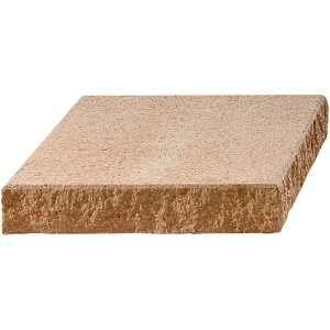 Sandsteinfarbene Pfeilerabdeckplatte für Bruchsteinmauer, 47,2x47,2x8 cm.
