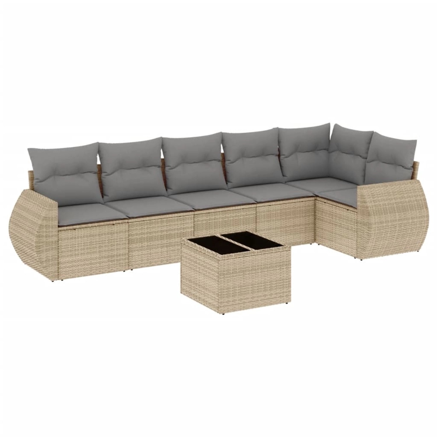vidaXL 7-Tlg Garten-Sofagarnitur mit Kissen Beige Poly Rattan 3253736 günstig online kaufen