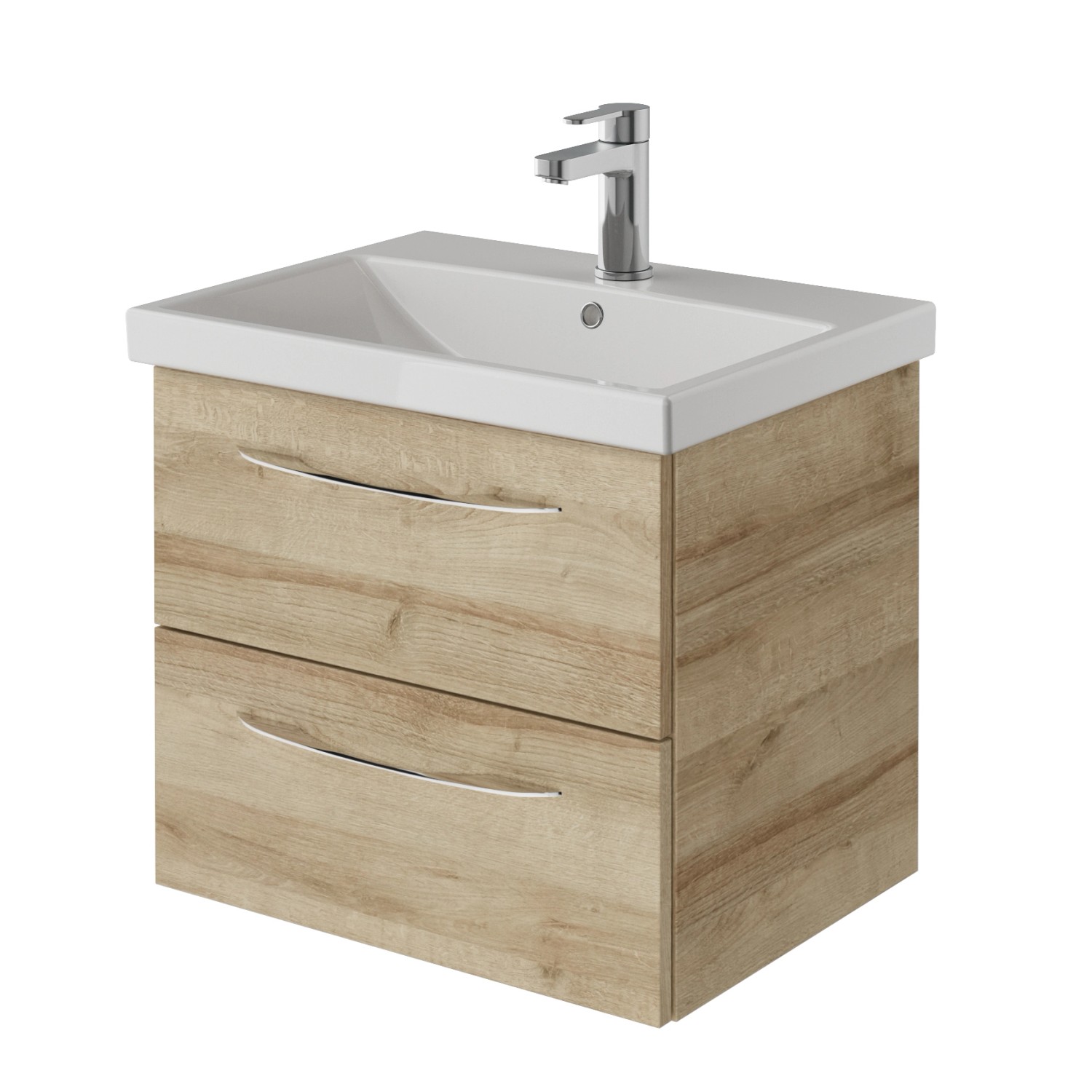 Pelipal Badmöbel-Set Serie 4035 in Riviera Eiche mit Waschbecken und Unterschrank.