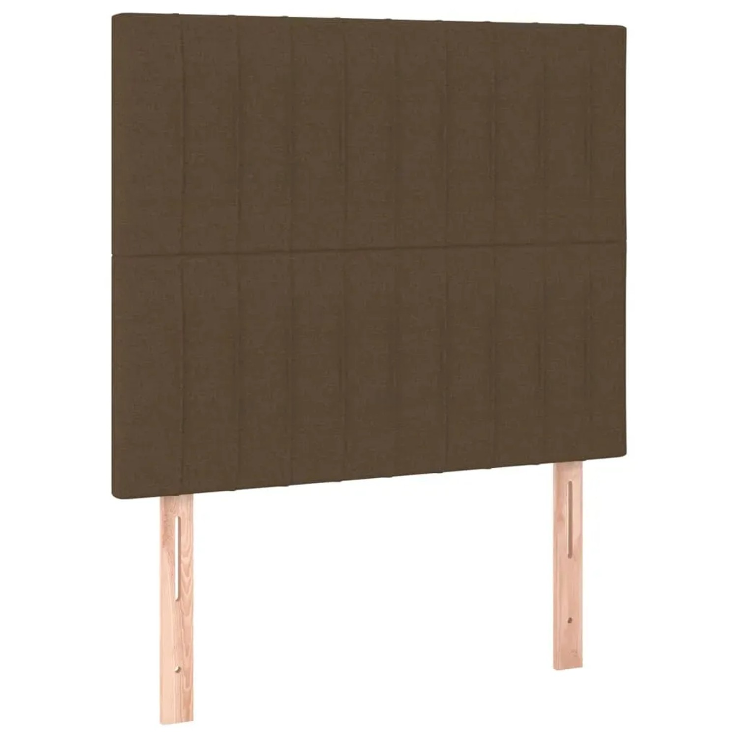 Boxspringbett vidaXL, dunkelbraun, 90x200 cm, Stoff. Bett mit Kopfteil und Holzfüßen.