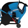 Güde Wippsäge GWS 700 ZR HM-2: Blaue und schwarze Wippkreissäge mit Fahrwerk.