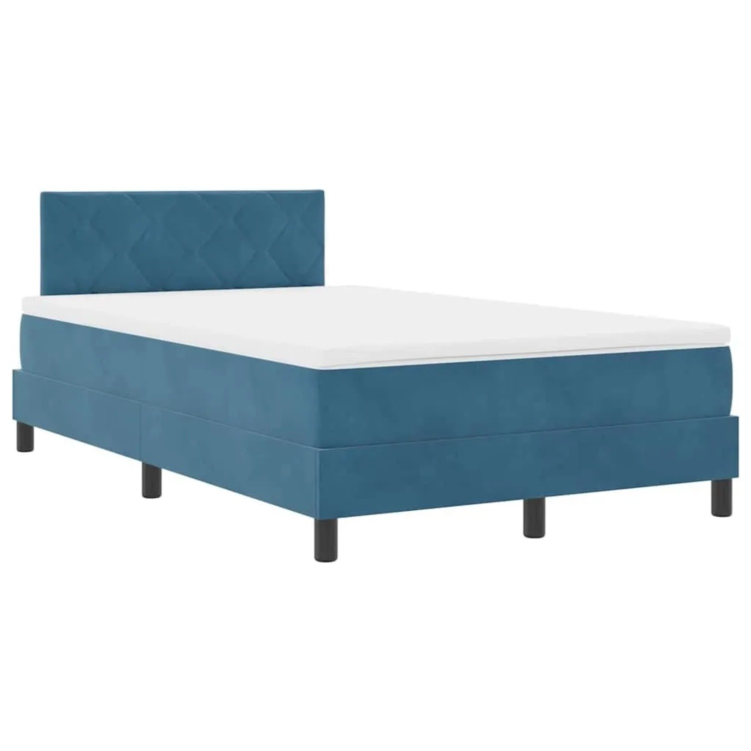 vidaXL LED Boxspringbett mit Matratze Dunkelblau 120 x 200 cm Samt 3342714