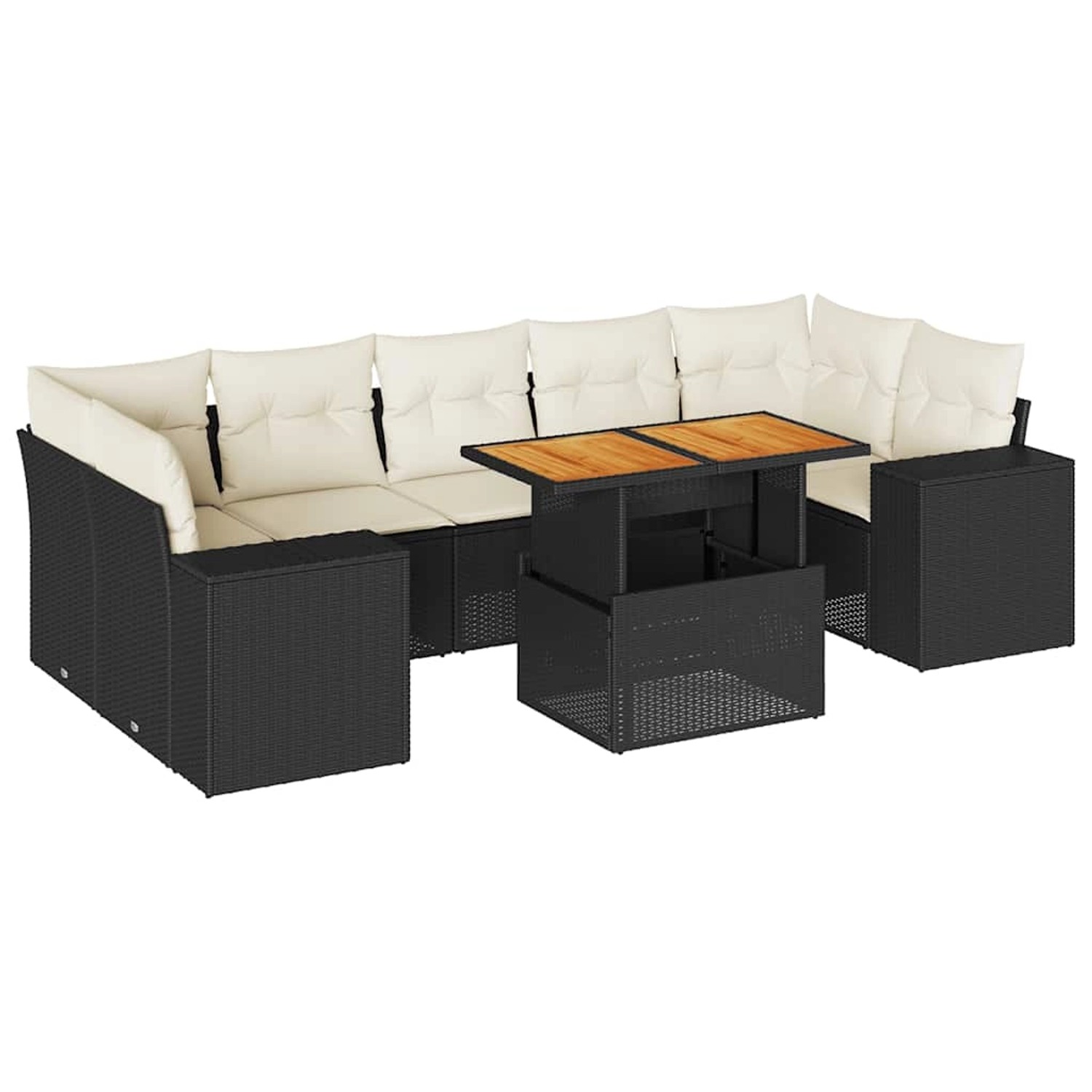 vidaXL 8-Tlg Garten-Sofagarnitur mit Kissen Schwarz Poly Rattan 3327346 günstig online kaufen