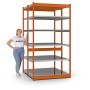 PROREGAL Fachbodenregal, Stecksystem, 250x132,5x60 cm, mit 6 Ebenen, orangefarbene Traversen.