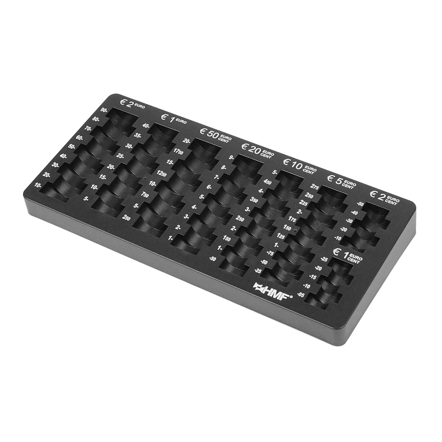HMF 282-02 Euro-Münzzählbrett Abgeschrägt 27 x 13 x 3 cm Schwarz