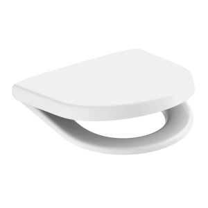 Weißer Schütte WC-Sitz D-Form Pro 8 Duroplast mit Absenkautomatik.