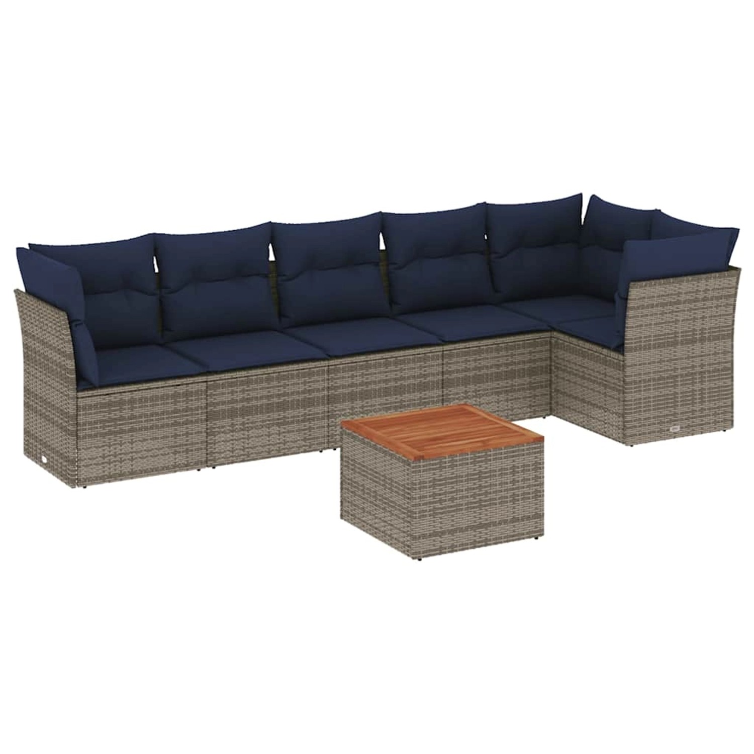 vidaXL 7-Tlg Garten-Sofagarnitur mit Kissen Grau Poly Rattan 3255984 günstig online kaufen