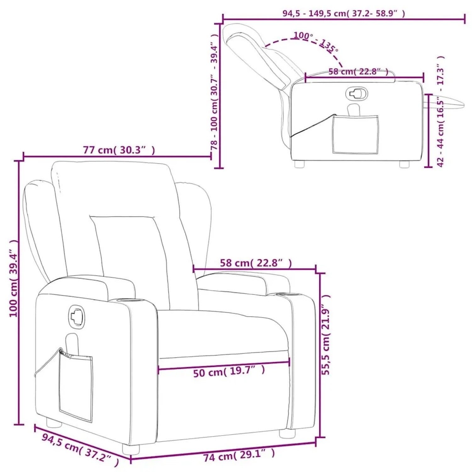 vidaXL Massage-Relaxsessel Cremefarbener Stoff 3206004_12