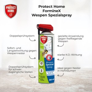 Protect Home FormineX Wespen Spezialspray 500ml zur Wespenbekämpfung und Nestbehandlung.