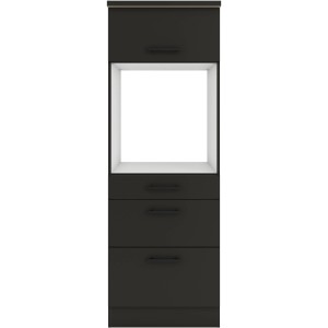 OPTIFIT Madrid420 Geräteumbauschrank, 60 cm, Anthrazit Matt. Vorratsschrank mit Backofennische, Schubladen und Auszügen.