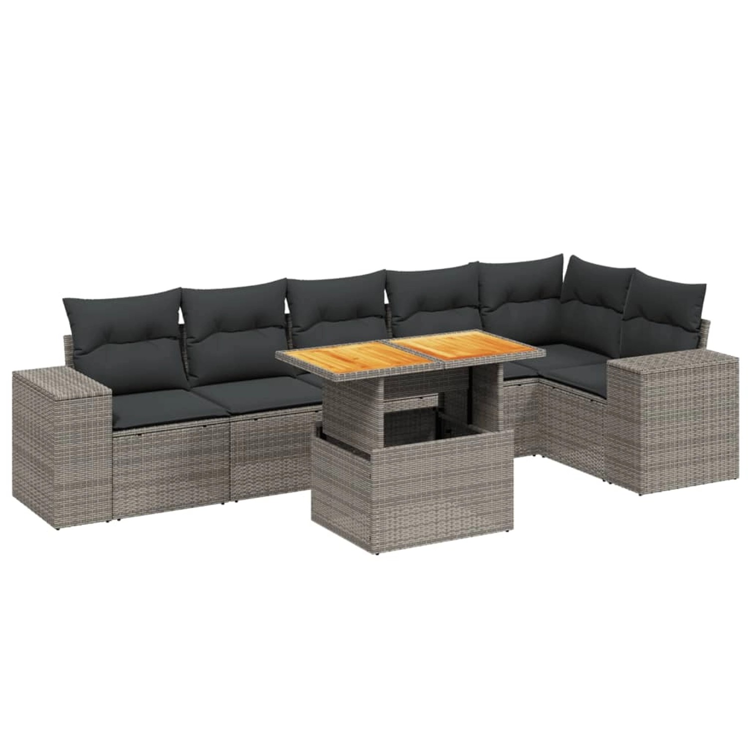 vidaXL 7-Tlg Garten-Sofagarnitur mit Kissen Grau Poly Rattan 3272649 günstig online kaufen