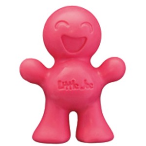 Pinker Little Joe Lufterfrischer Erdbeere für Auto, mit freundlichem Gesicht.