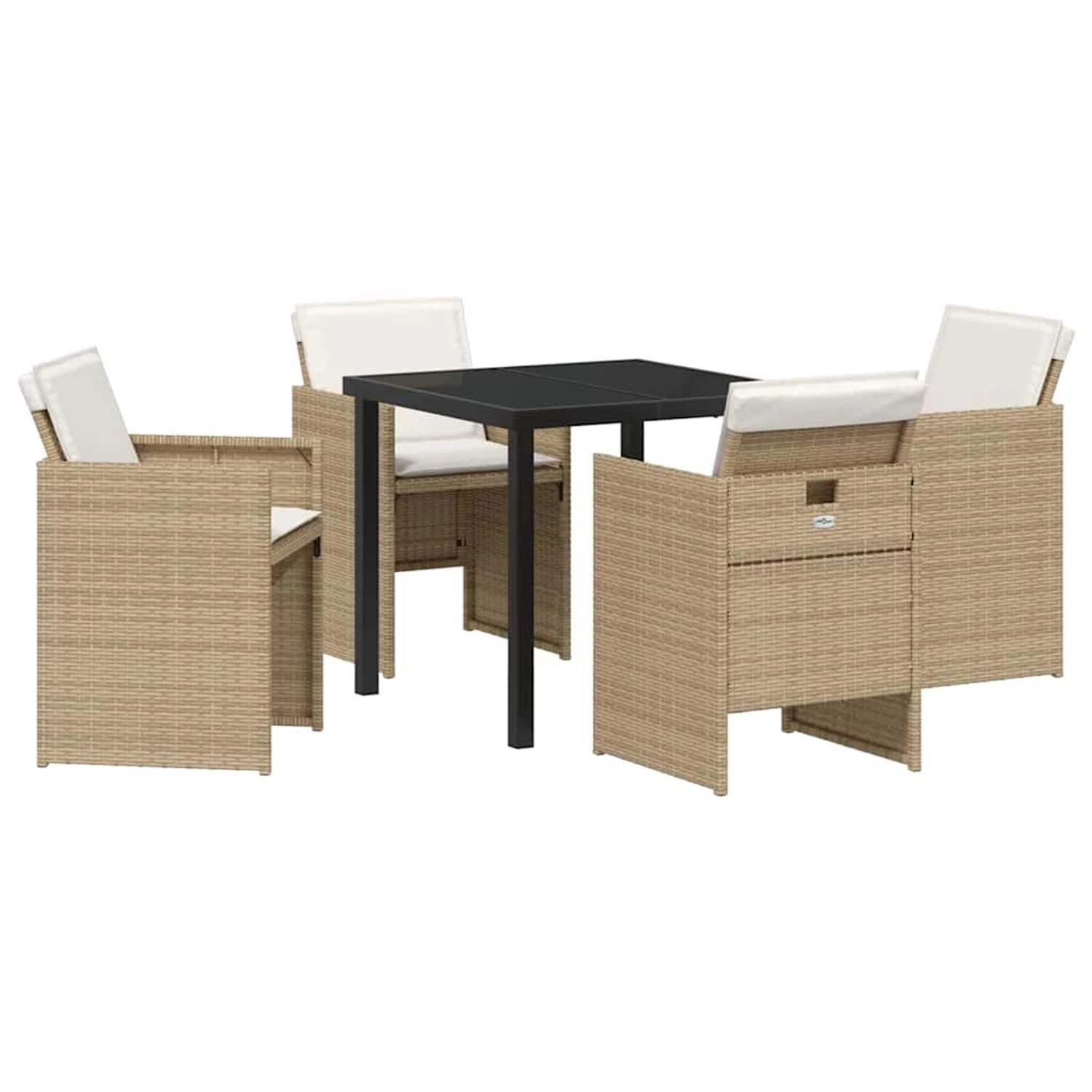 vidaXL Garten Essgruppe mit Kissen Falten 5-Tlg Beige Poly Rattan 3379956 günstig online kaufen