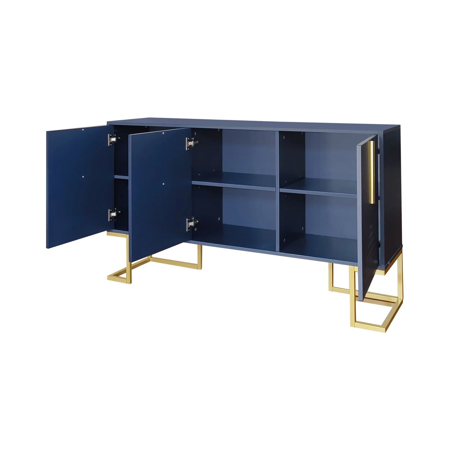 okwish Sideboard mit Regalen Metallgriffen Küche 138x81x40cm Blau