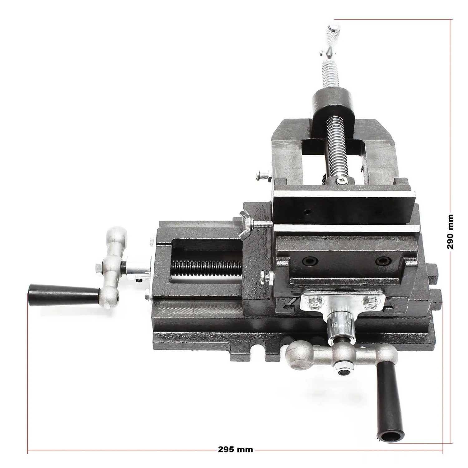Wiltec Maschinenschraubstock mit 2 Achsen, 75mm Backenbreite, aus Gusseisen für Frästisch & Werkbank.