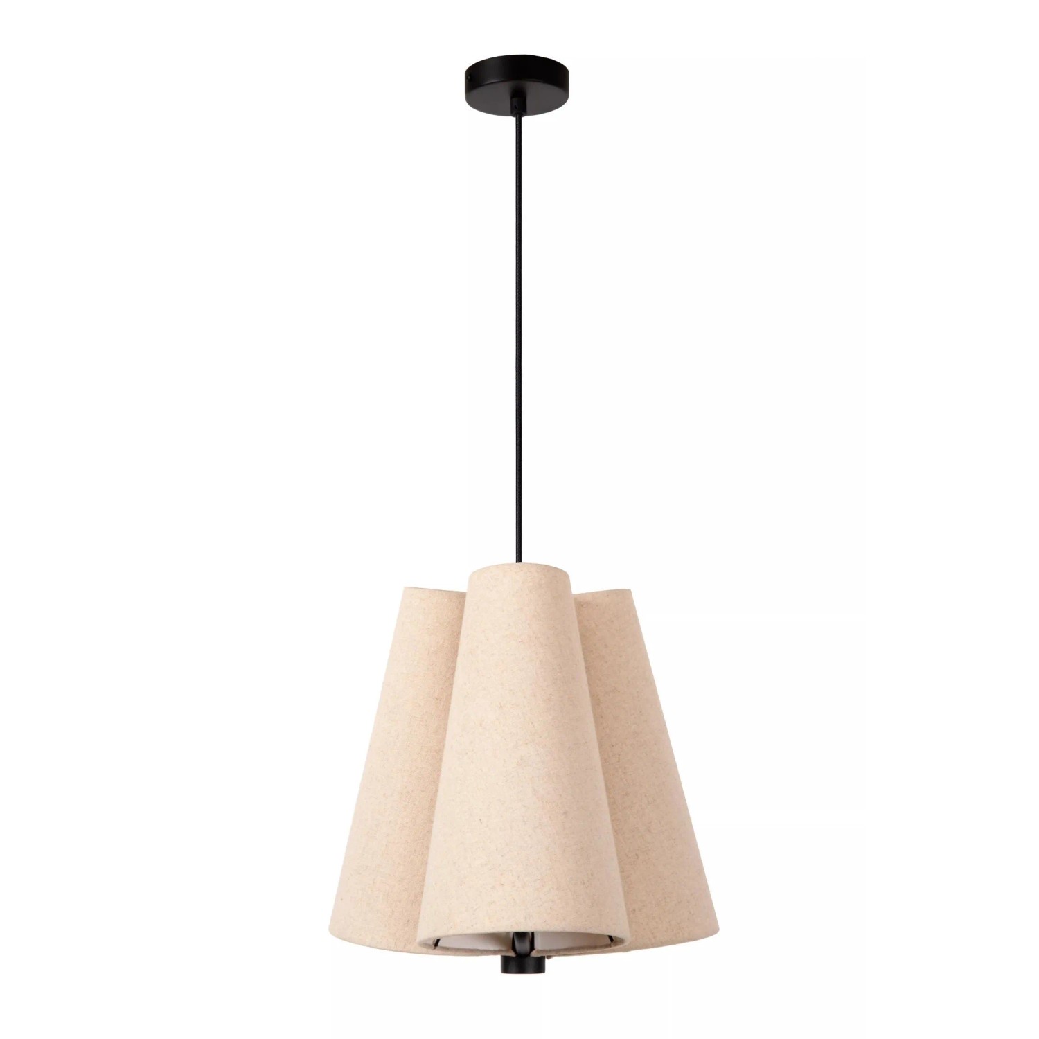 Licht-Erlebnisse Hängelampe Beige 3-Flammig 34 CM Breit E27 Stoff Metall Modern