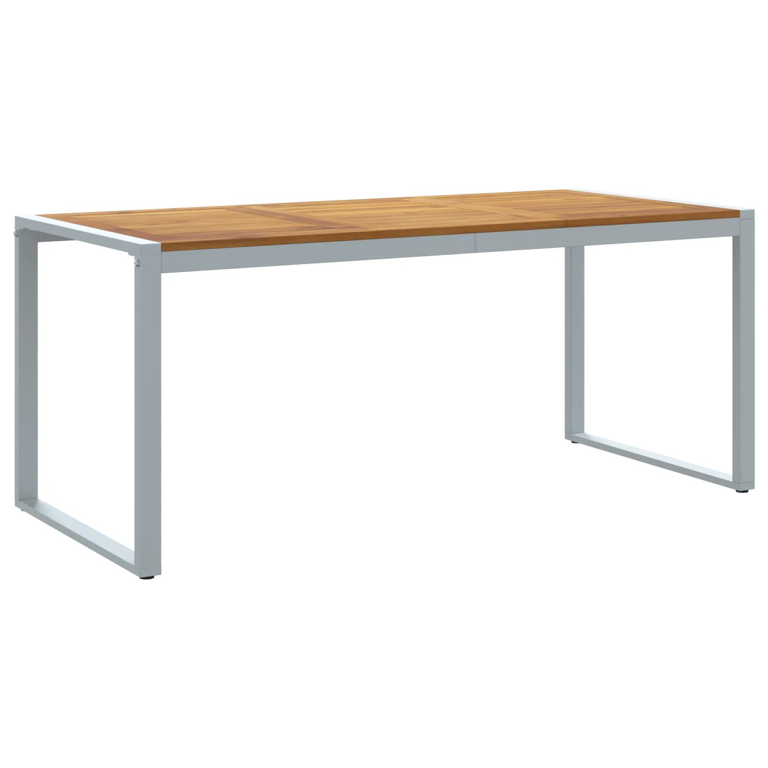 vidaXL Gartentisch: Rechteckiger Esstisch aus Akazienholz und Metall, grau, für 6 Personen.
