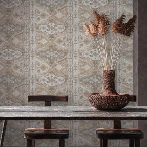 Bricoflor Boho Tapete beige-weiß mit Ethno-Muster im Wohnzimmer. Vliestapete im marokkanischen Stil.