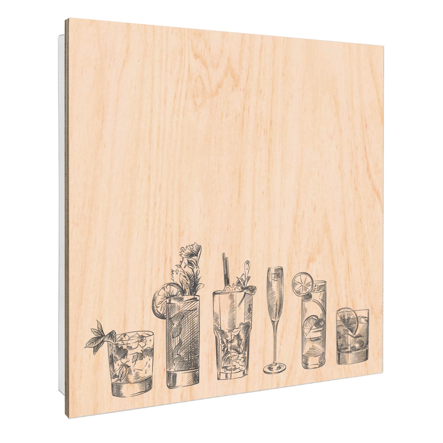 Banjado Großer Schlüsselbox Holz 30x30cm Weiß Scharnier Rechts 50 Haken Sch günstig online kaufen