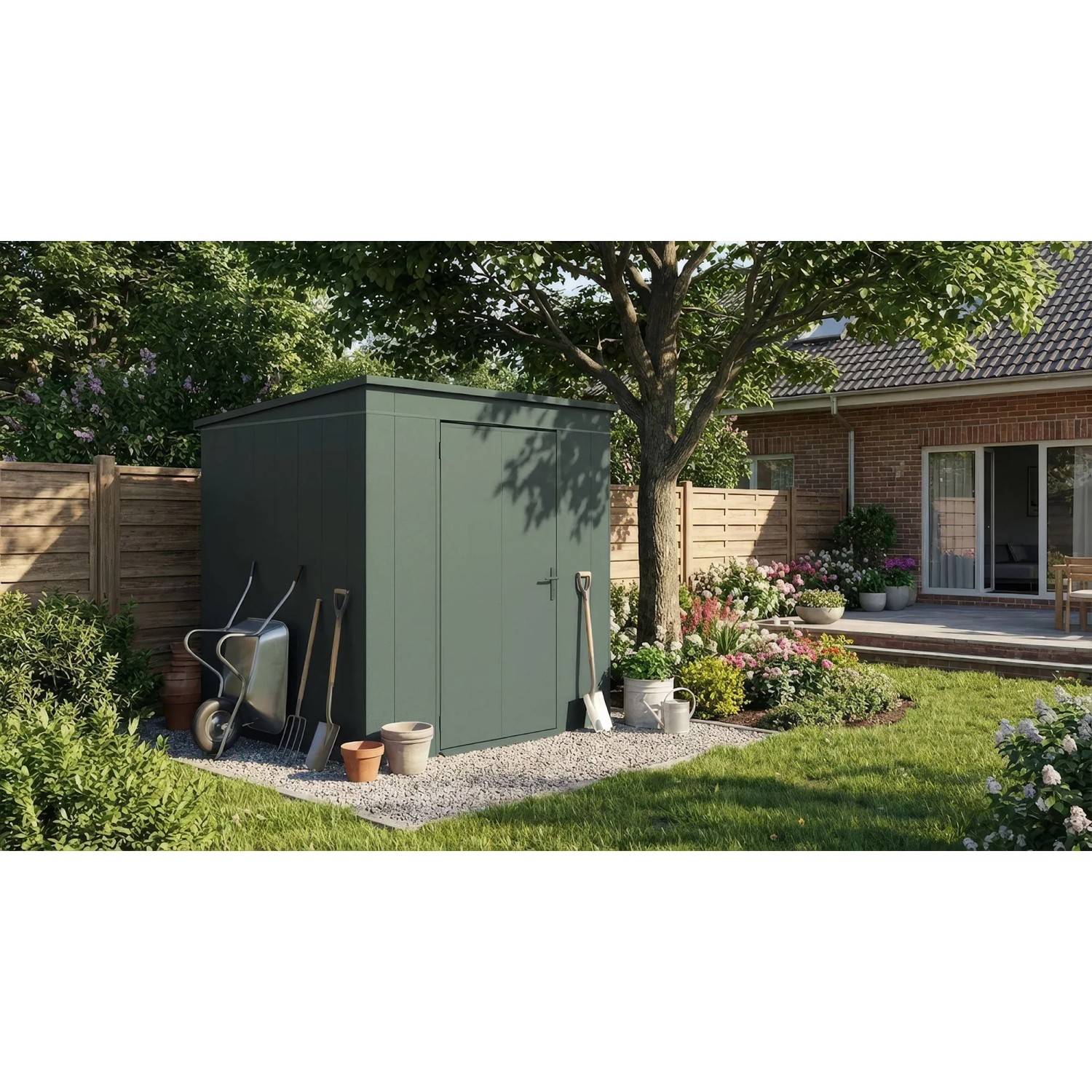 Weka Metall-Gerätehaus Gary 192 cm x 198 cm Grün