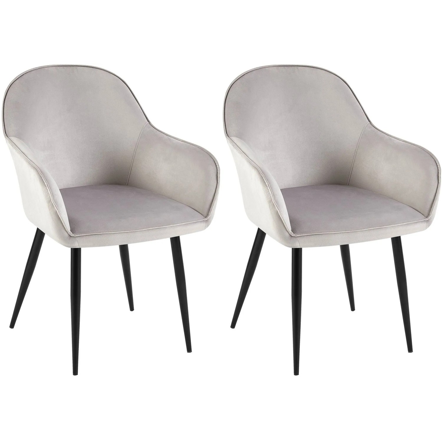 DELUKE 2er Set Esszimmerstuhl GENIM Samt Grau 60x60x84cm Essstühle Esszimmerstühle Küchenstühle Wohnzimmerstühle