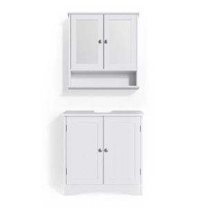 Vicco Badmöbel-Set Bianco, 2-teilig: Waschbeckenunterschrank und Spiegelschrank in Weiß.