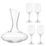 Transparentes 5-teiliges Weingläser Set mit Dekanter. Enthält 4 Stielgläser und eine Karaffe für Wein und Aperitif.