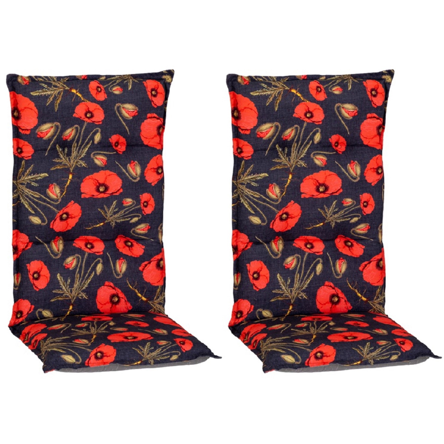 Beo Sitzauflage Hochlehner Trondheim 2er-Set mit roten Mohnblüten günstig online kaufen