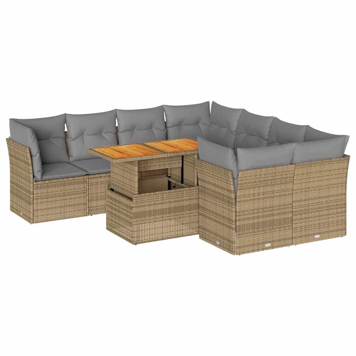 vidaXL 9-Tlg Garten-Sofagarnitur mit Kissen Beige Poly Rattan 3326908 günstig online kaufen