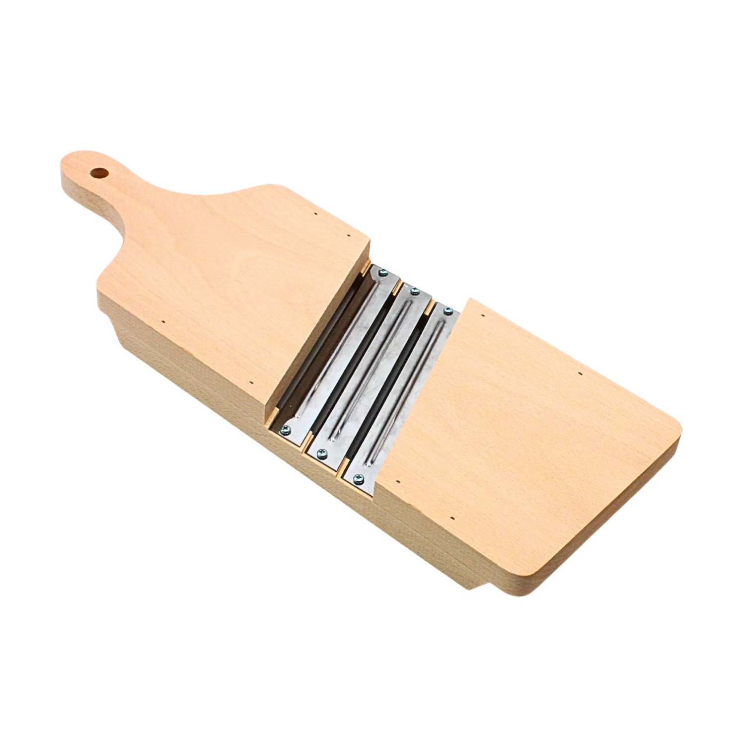 Holz Krauthobel/Gemüsehobel mit drei Klingen und Griff, Küchenausstattung.