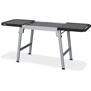 Weber Grilltisch ausziehbar für Slate 43GP/56GP, mit zwei ausgezogenen Seitentischen.