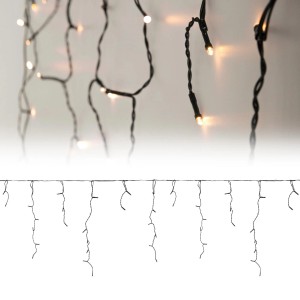ECD Germany LED Lichtervorhang, 12m, 360 warmweiße LEDs, Eiszapfen-Lichterkette für Weihnachtsbeleuchtung.